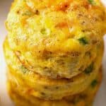 Close up shot of a stack of keto egg muffins.