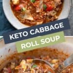 Pinterest collage for Keto Cabbage Soup.