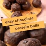 Pinterest collage for Keto Chocolate Protein Balls.