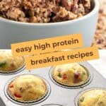 Two photo Pinterest collage for Keto High Protein Breakfast Recipes.