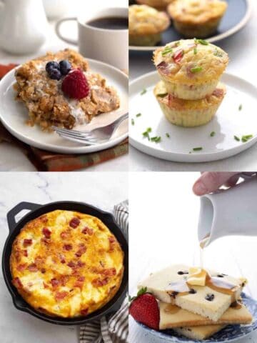 Collage of 4 high protein low carb breakfast meals