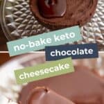 Pinterest collage for mini keto chocolate cheesecake.