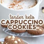 Two photo Pinterest collage for Keto Cappuccino Cookies.