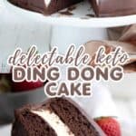 Two photo Pinterest collage for Keto Ding Dong Cake.