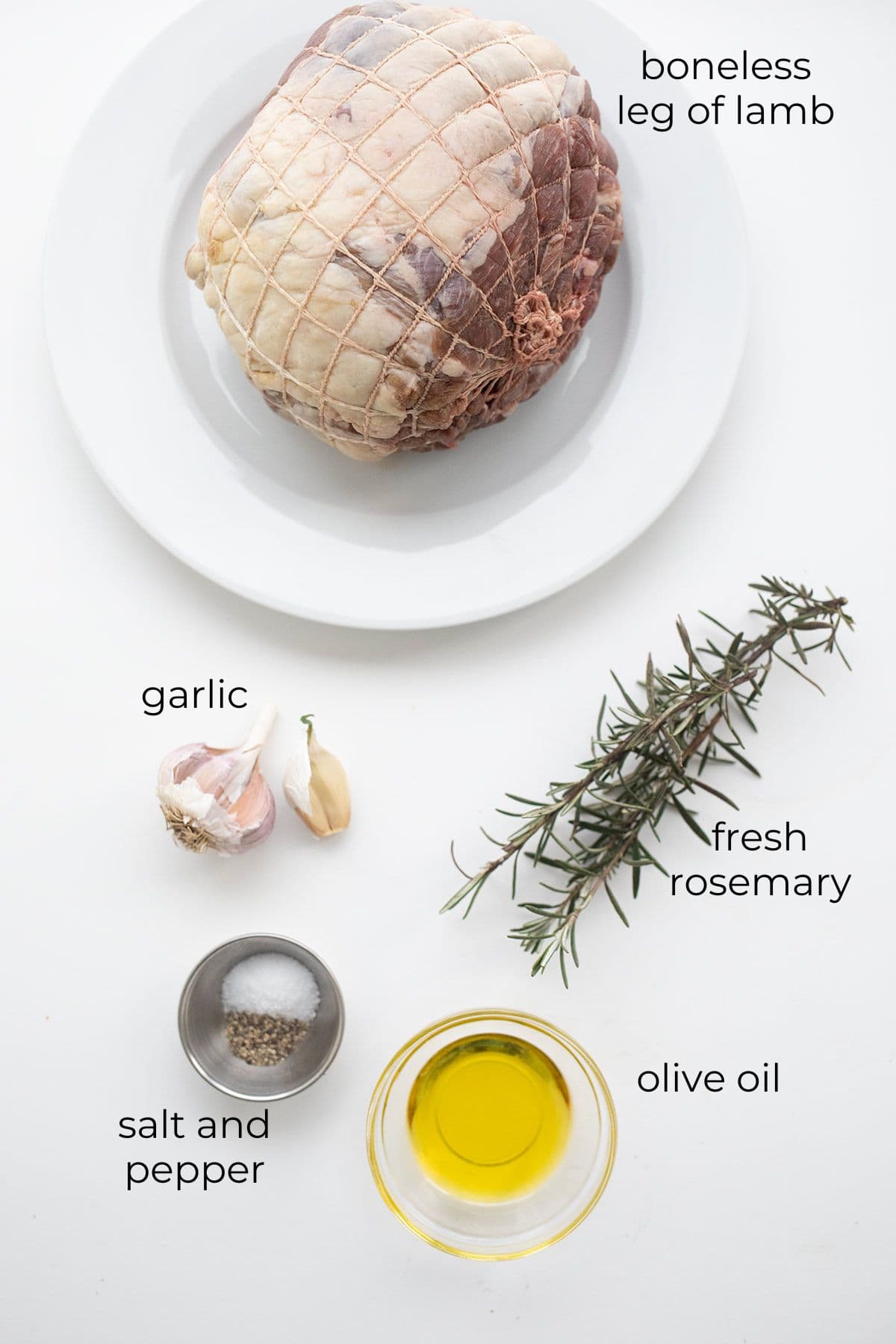 Top down image of ingredients for Instant Pot Leg of Lamb.