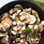 Titled Pinterest image for grilled zucchini with feta and mint.