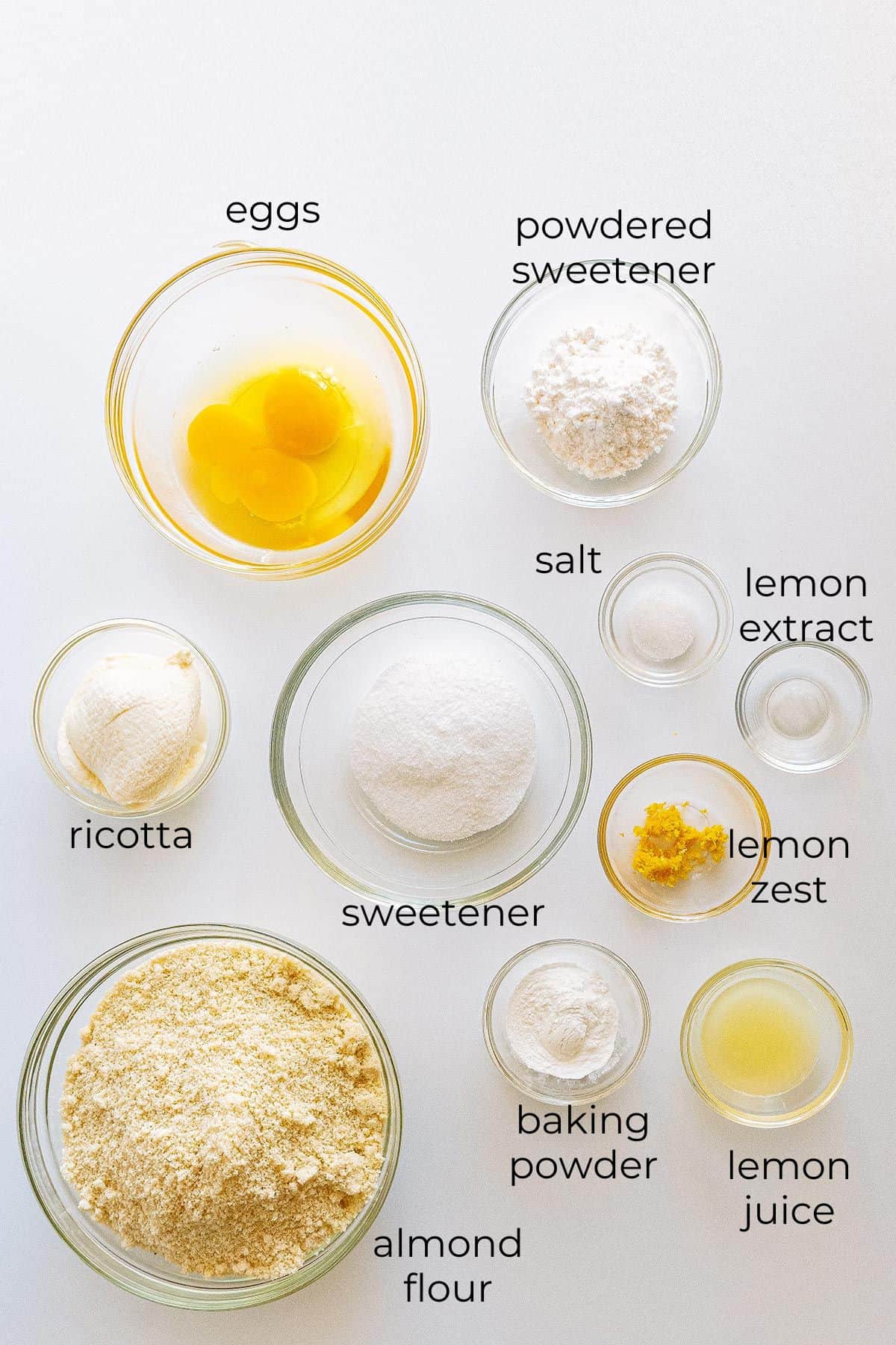 Top down image of ingredients for Keto Lemon Ricotta Scones.