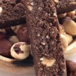 Titled Pinterest Image for Keto Chocolate Hazelnut Biscotti.