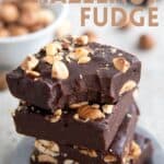 Pinterest collage for Keto Chocolate Hazelnut Fudge.