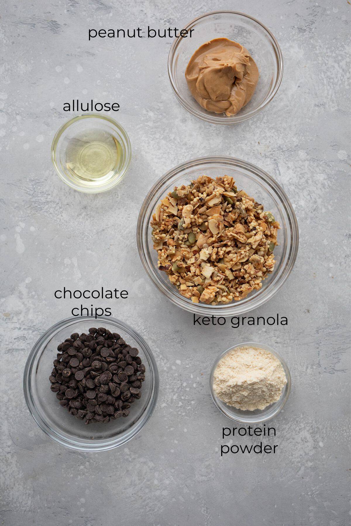 Top down image of ingredients for Keto Protein Bites.