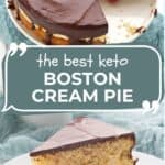 Two photo collage for Keto Boston Cream Pie.