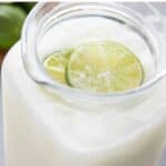 Titled Pinterest image of a pitcher of Sugar Free Brazilian Lemonade
