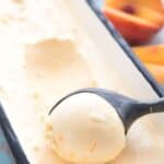 Titled Pinterest image for Keto Peach Ice Cream.