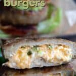 Titled Pinterest image for Keto Jalapeno Popper Burgers.