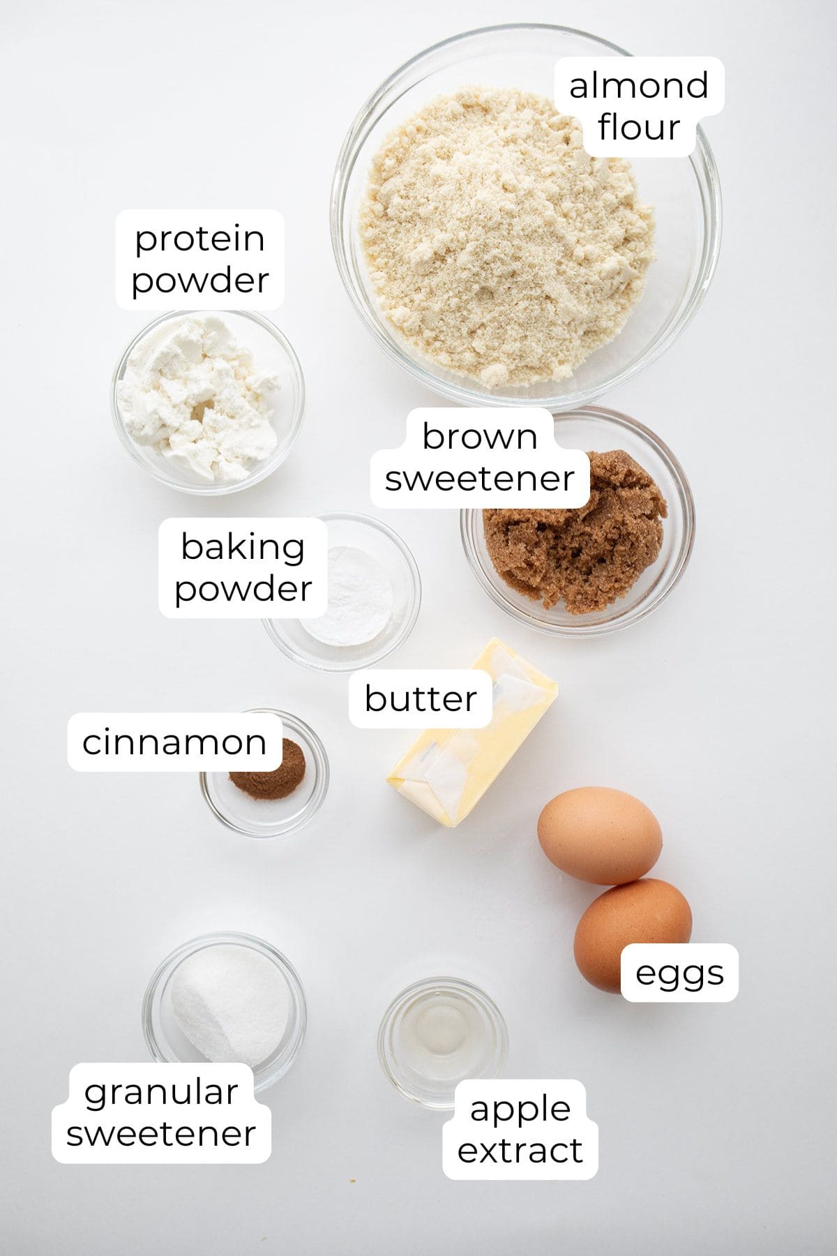 Top down image of ingredients for Keto Apple Cider Donut Bites