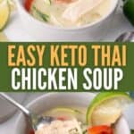 Two photo Pinterest collage for Easy Thai Chicken Noodle Soup.