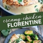 Two photo Pinterest collage for Keto Chicken Florentine.