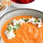 Titled image of a bowl of Roasted Red Pepper Feta Dip.