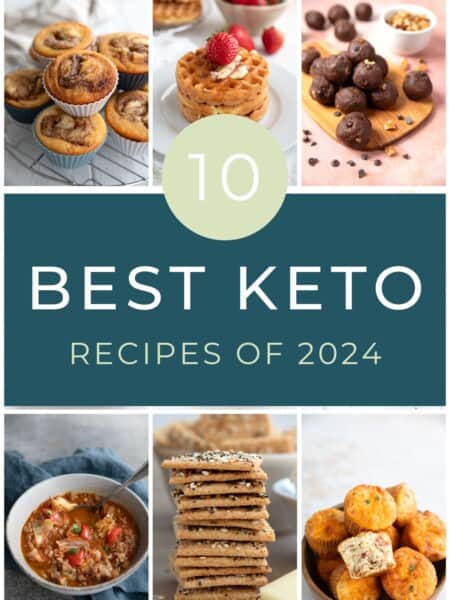 Collage of popular keto recipes from 2024.