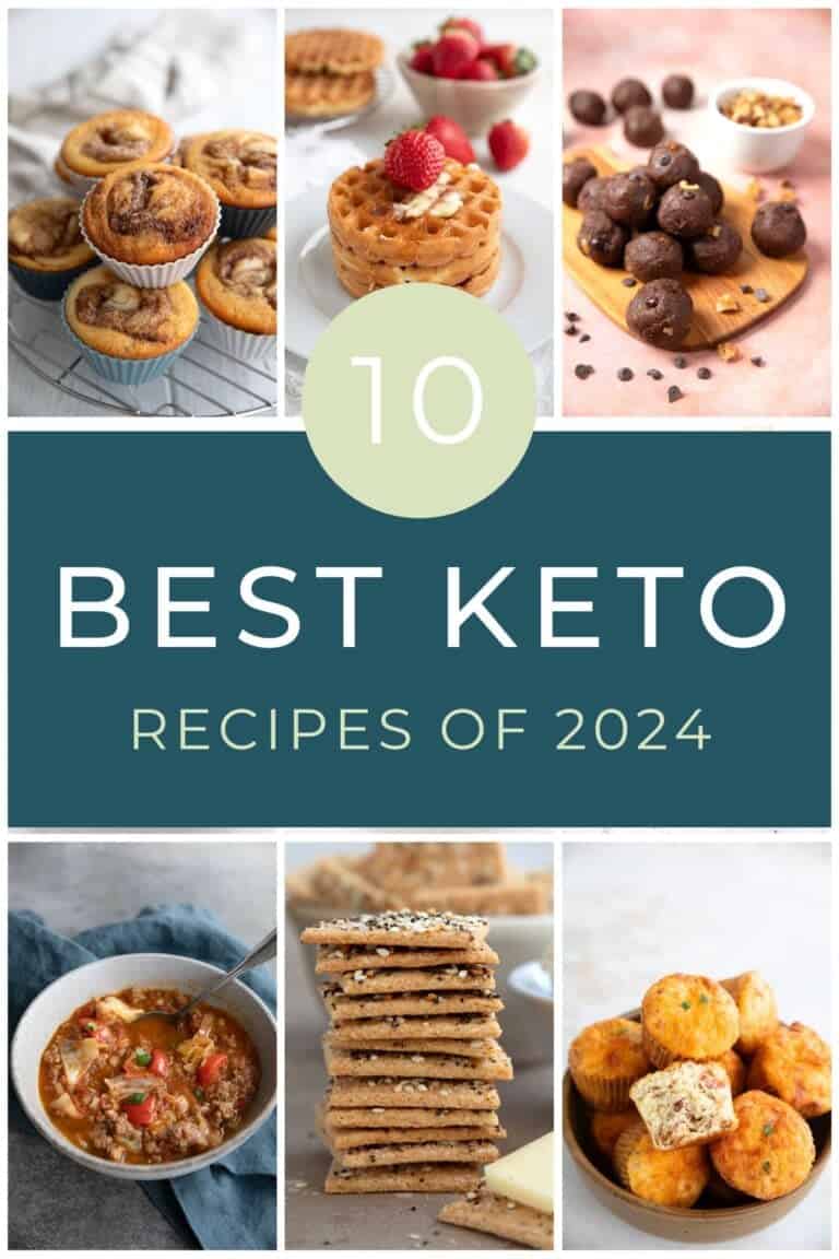 Collage of popular keto recipes from 2024.