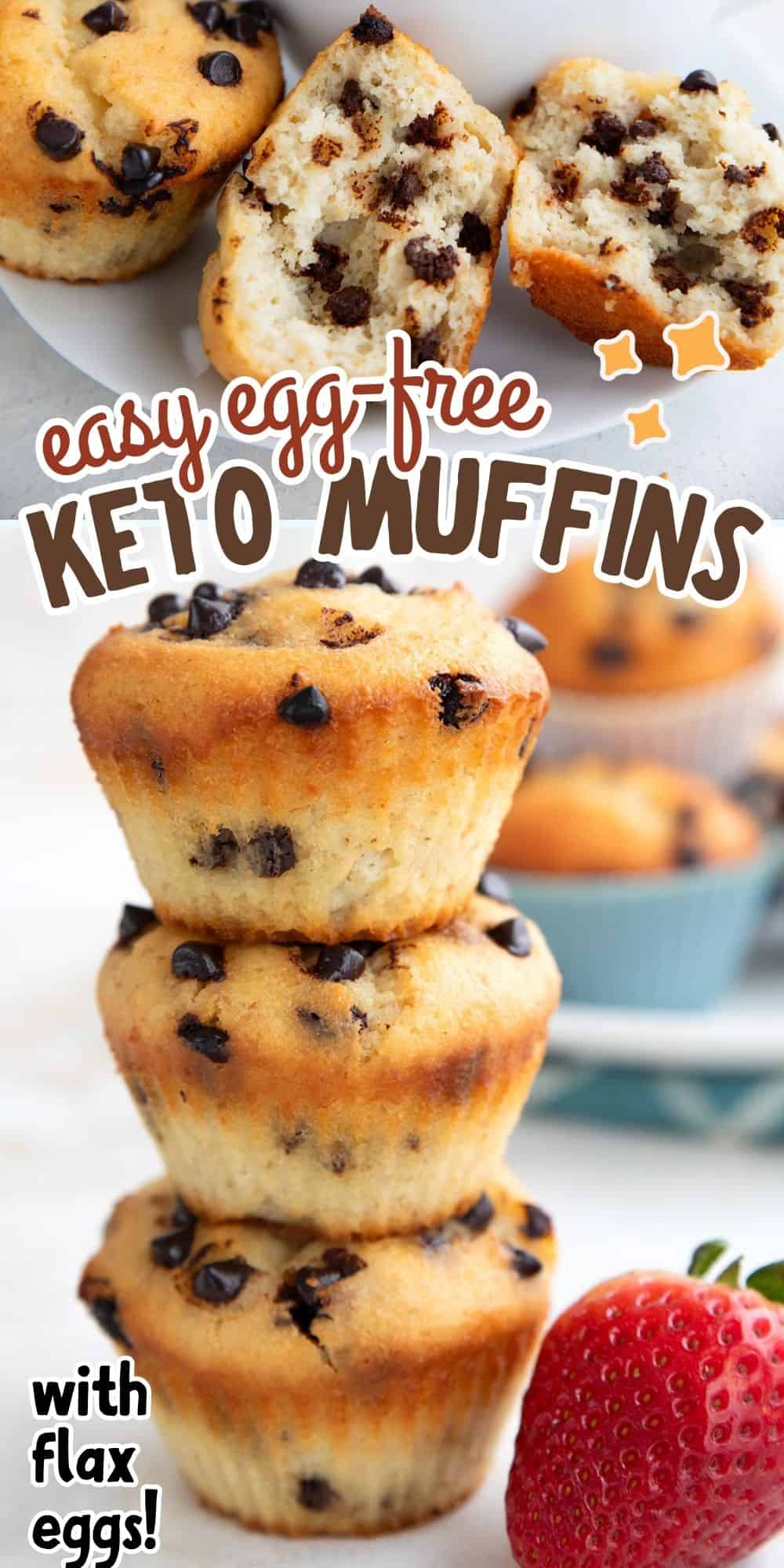 Two photo Pinterest collage for Keto Egg-free Muffins.