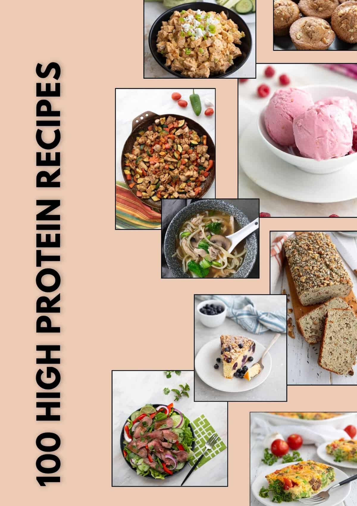 Collage of high protein low carb recipes.