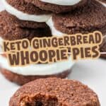 Two photo Pinterest collage for Keto Gingerbread Whoopie Pies.