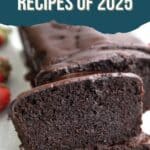 Titled image of a chocolate loaf cake with chocolate glaze. Title says The Best Keto Recipes of 2025.