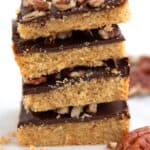 Titled image of a stack of Keto Toffee Cookie Bars.